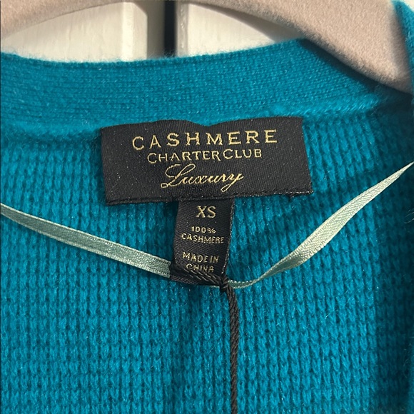 Charter Club Women's Teal Open Front Cardigan - Picture 2 of 7